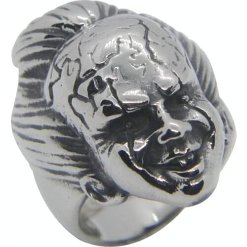 Alien Skull Ring 316L Stainless Steel Fashion Jewellery Punk Biker Smile Face Ring For Man Size 7-13