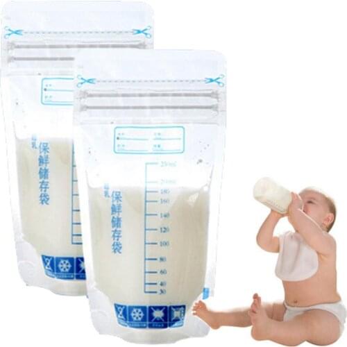 20Pcs/Pack Baby Food Storage Breast Milk Storage Bags Freezer Big Size 250ML Armazenamento De Leite Almacenaje Leche BPA Free