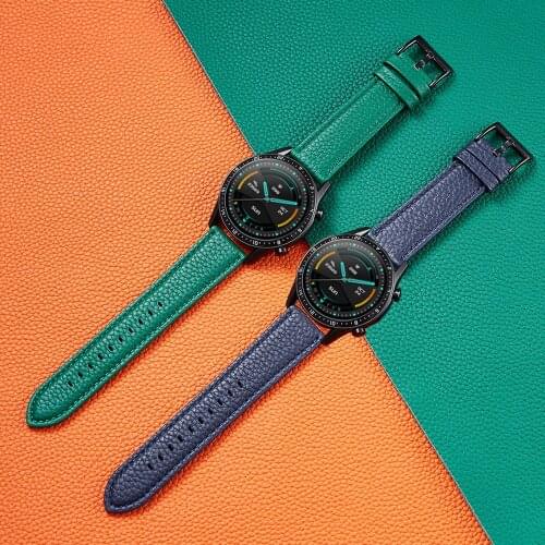 Lychee Pattern Leather Strap For HUAWEI Watch GT 2 42mm 46mm Smart Watch Band for Huawei Watch GT2 Pro 2e Bracelet Watchbands
