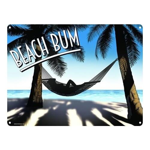 Lazy Days & Holidays Beach Bum Tin Sign Beach Retro Art Poster
