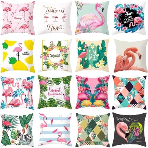 Summer Hawaii Party Decorations Ropical Flamingo Theme Pillow Cover Monstera Leaf Pattern Decors Home Decors Sofa Pillow Cloth