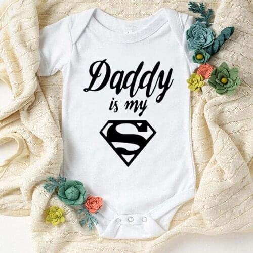 Hot Sale Daddy Is My Hero Printed Infant Kisds Romper Newborn Baby Toddler Jumpsuit Boy Girl Summer Bodysuit Cotton Sleepwear