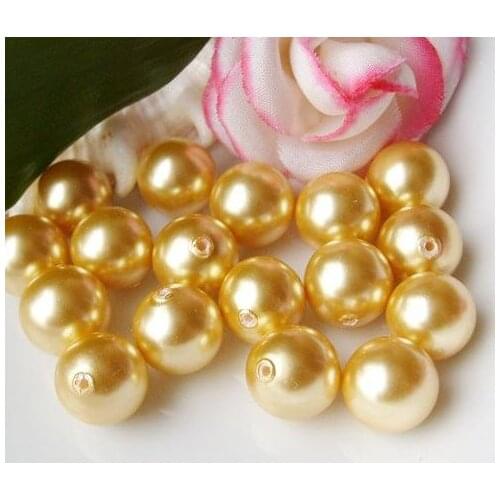Favorite Pearl Loose Beads Fine Jewelry AAA 8-18MM Golden Yellow Round Half Drilled Sea Shell Pearls For Making Earring Ring