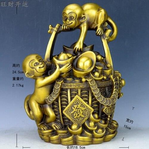 Antique Chinease QingDynasty copper statue,Golden Monkey Piggy Bank Monkey ,Handicrafts,best collection&adornment, Free shipping