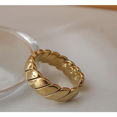 Minimalist plain stacking ring for women stainless steel stripe gold open ring free size fashion dainty