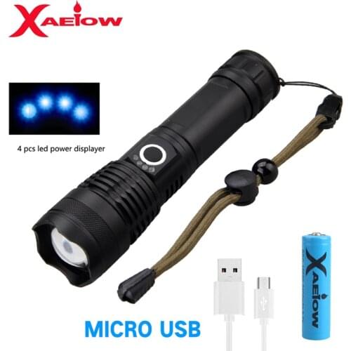 5Modes 1000LM XHP50 Zoomable LED Flashlight Torch Micro USB Rechargeable Light Camping Lantern Power Display for 18650 Battery