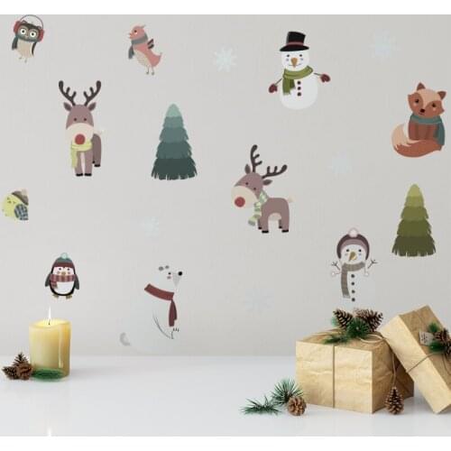 Cartoon Christmas Wall Stickers DIY Self-Adhesive Decal Murals Art For Holiday Home Decor Supplies