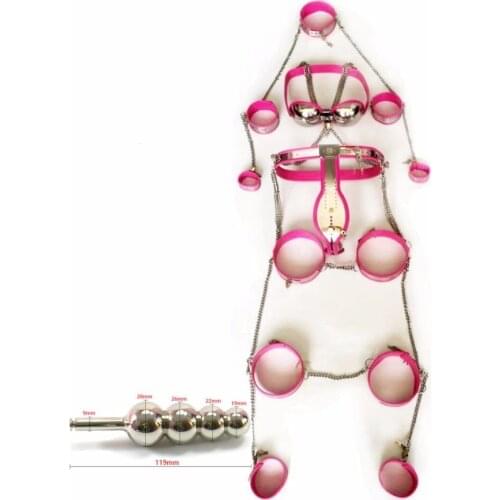 9pcs/set male chastity belt stainless steel chastity device with anal plug chastity cage male bondage cock ring sex toys for men