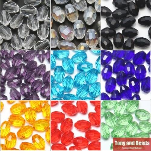2lots more 10% off ! (40Pcs=Lot ! ) 6x8MM Rice Faceted Glass Crystal Spacer Beads For Jewelry Making 17Colors In