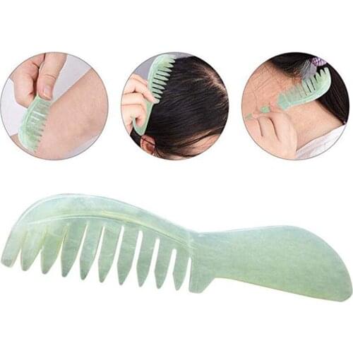 Jade Comb, Natural Jade Scraping Comb, Natural Jade Massage Board for Head Soothing Nerve, Scalp Comb