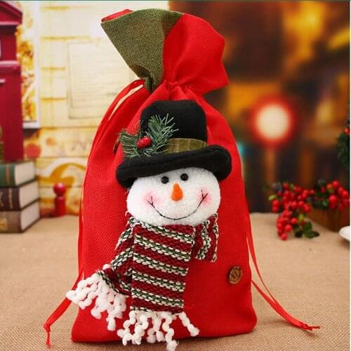 New Christmas Medium Beam Gift Bag High-grade Linen Santa Gift Bag For Festival Party Children Candy Christmas Decorations Bag