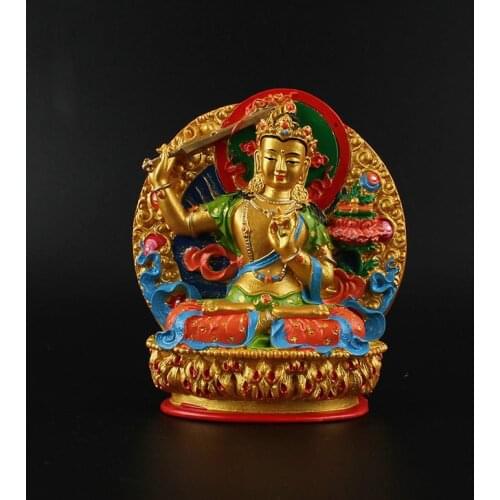 Great wisdom Manjusri Bodhisattva, Hand painted small Buddha statues of Tibetan Esoteric Buddhism, Exquisite Manjusri Bodhisat
