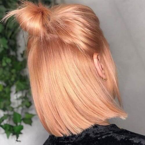 BlackPearl Bob Lace Front Wigs Rose Gold Bob Wig Human Hair Brazilian Ombre Blonde Bob Wig Colored Pink Human Hair Part Lace Wig