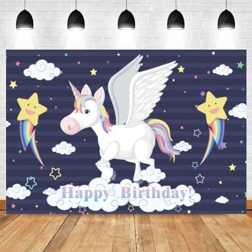 Yeele Unicorn Party Backdrop Clouds Stars Rainbow Baby Birthday Photozone Photo Photographic Background For Photo Studio Props