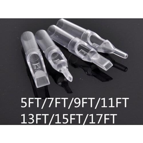 50Pcs Tattoo Transparent Disposable Tip Plastic Sterile Tattoo Tips Needle Permanent Makeup 5FT/7FT/9FT/11FT/13FT/15FT/17FT
