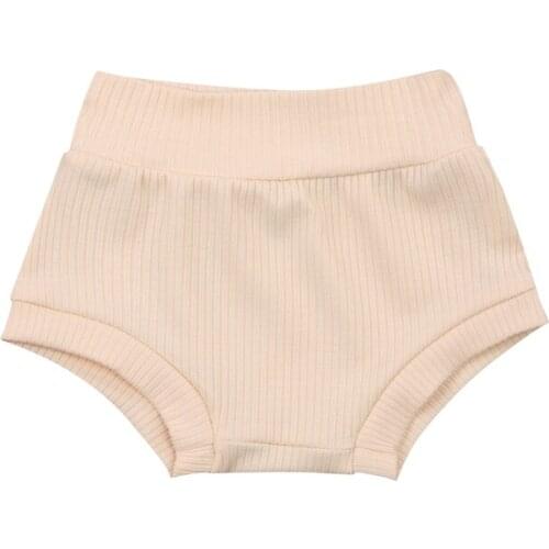 Summer Infant Boys Girls Shorts Toddlers Solid Color Ribbed High Waist Elastic Shorts Unisex Home Briefs Toddler Underwear