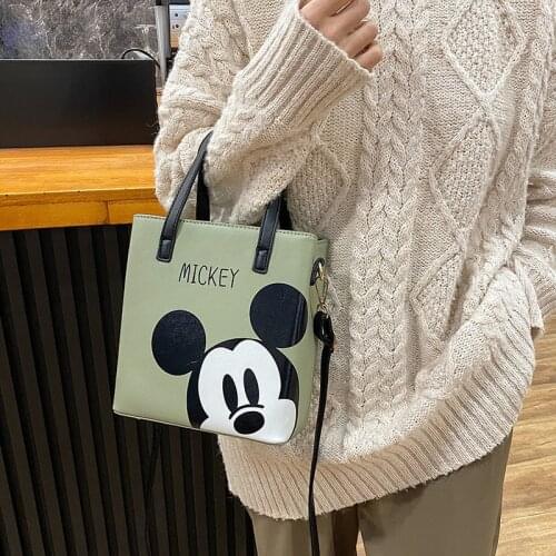 Disney Minnie High capacity handbag women pu bag cartoon bag Mickey shoulder shopping bag