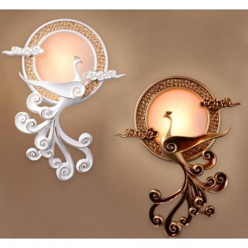 Lucky Cloud Peacock Wall Light Bird Lamp Wall Sconce Chinese Style Lighting Fixture Home Deco Living Room Bedroom Lamp Luminaire