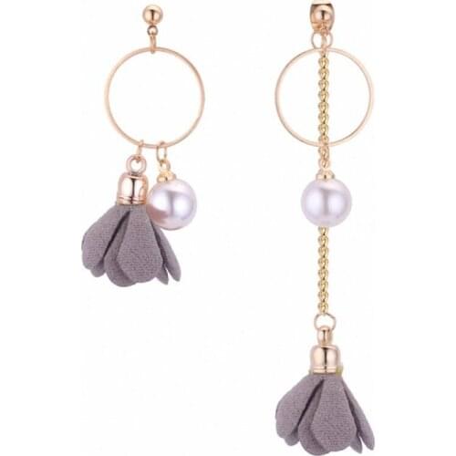 TONGKWOK Bohemia Exaggeration Dangle Earrings For Women Silk Thread Tassel Pearl Long Chandelier Earrings #131122