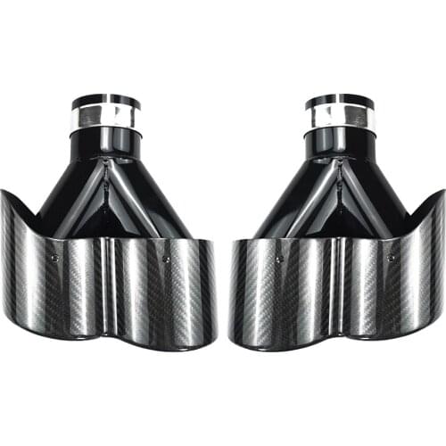 Universal 1Pair 63mm Inlet Glossy 100% Real Carbon Fiber for Car SUV Conjoined Dual Exhaust Pipe Tail Muffler Tip