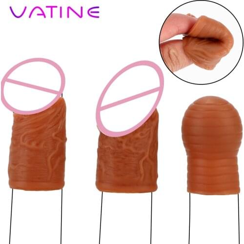 VATINE Cock Sleeve Sex Tools For Couples Penis Ring Glans Strap On Dick Enlargement Extender Ejaculation Delay Sex Toys For Men