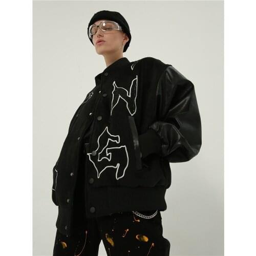 2021 Spring Drill Embroidered Baseball Jacket mens and womens Stitched Jacket Loose and Handsome Tweed jacket Women