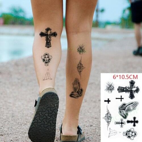 Waterproof Temporary Tattoo Sticker ins Cross praying Christ Jesus believers Body Art flash tatoo fake tatto for Women Men