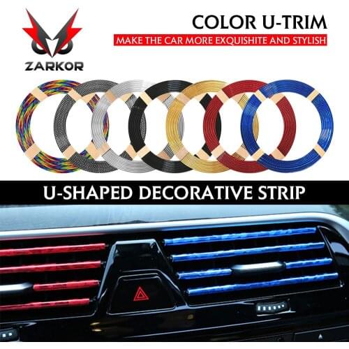 Zarkor 12 Meters Car Styling Strips ‘U’ Shape Car accessories Interior Air Vent Protection Decoration Chrome Moulding Trim
