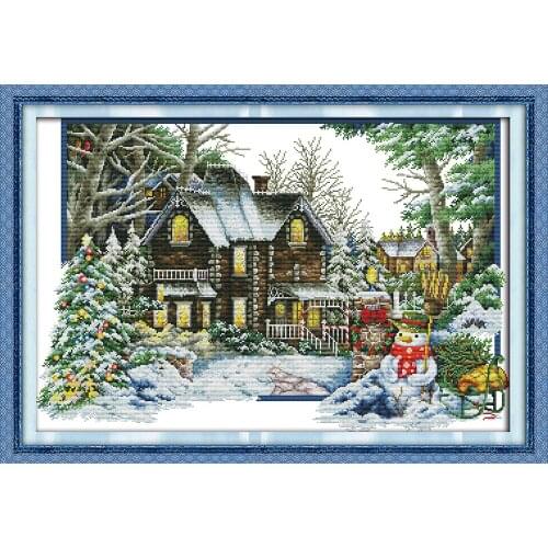 The winter house cross stitch kit aida 14ct 11ct count print canvas hand sew cross-stitching embroidery DIY handmade needlework