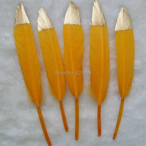 GOLD Dipped Gold Duck feathers,Metallic Gold hand painted duck Cocottes feathers,new feathers,50pcs/lot