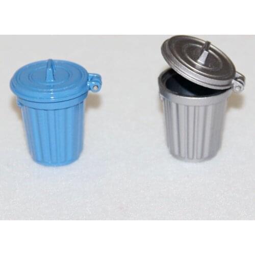 1:12 Dollhouse Miniature Mini Garbage Bin 1/12 Miniature Garbage Trash Can Dollhouse Decoration Toys for Dolls House Accessories