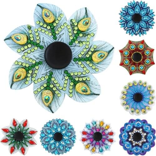 1 Set Drill Diamond Painting Round Shape Rotating Fingertip Spinner DIY Crystal Rhinestone Colorful Spinning Top Art Crafts