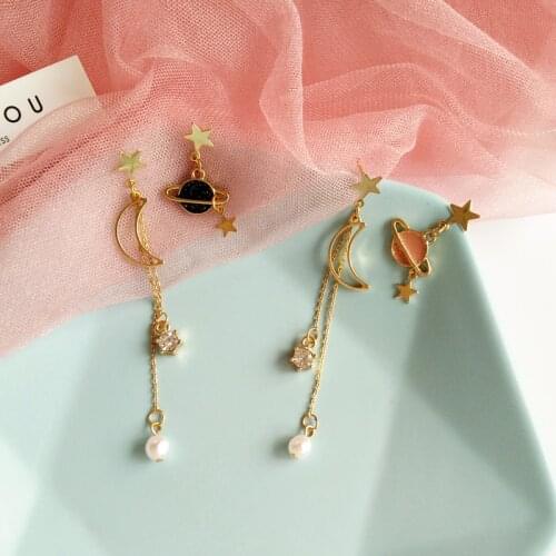 10 pair / lot fashion trendy jewelry metal enamel star moon planet earrings
