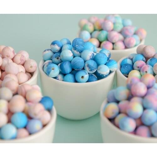 Lets Make 12mm 15mm 10pcs Silicone Beads Planet Shape DIY Pacifier Chain Bracelet BPA Free Baby Chewable Teething Beads