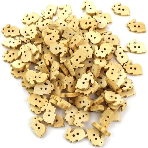 100pcs 2 Holes Mixed Cartoon Wood Buttons Clothing Decor Home Sewing Scrapbook Accessories for Kids Clothes Wooden Button
