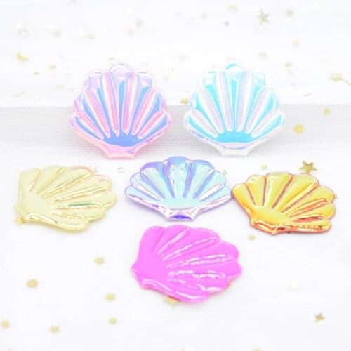 12Pcs 42*40mm Glitter PU Shell Padded Appliques for DIY Crafts Cake Topper & Baby Headwear BB Clip Accessories Decor Patches H48
