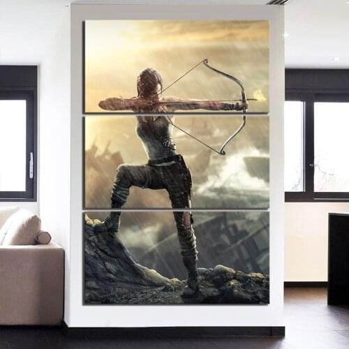 3 Piece Canvas Paintings Lara Croft Tomb Raider Video Game Poster Wall Sticker Artwork Wall Paintings for Home Decor