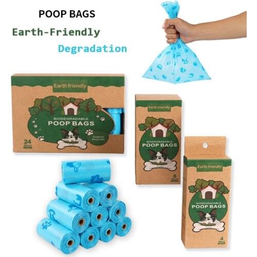 4/8/10/16/24 Rolls/Box Pet Dog Poop Bags Earth-Friendly Degradation Disposable Garbage Bag Pick Up Bags Cat Waste Bags Outdoor