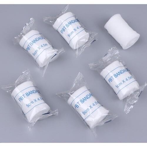 6 rolls/lot 5cmx4.5m PBT Elastic Bandage First Aid Kit Gauze roll Wound Dressing Medical Nursing Emergency Care Bandage