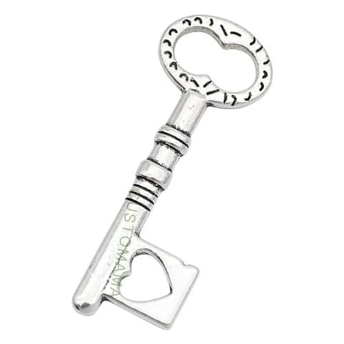 70pcs-Antique Tibetan Silver Key charm pendant 34x12mm