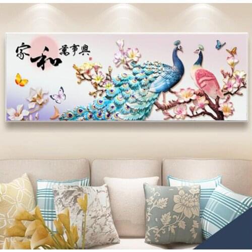 Diy Full Diamond Square/round Diamond Painting Flowers Butterfly Peacocks Embroidery Cross Stitch Mosaic Living Room Decor