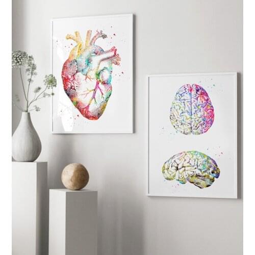 Anatomy Art Human Heart Brain Lung Wall Art Painting Nordic HD Posters and Pictures Doctor Office Decoration Without Frame