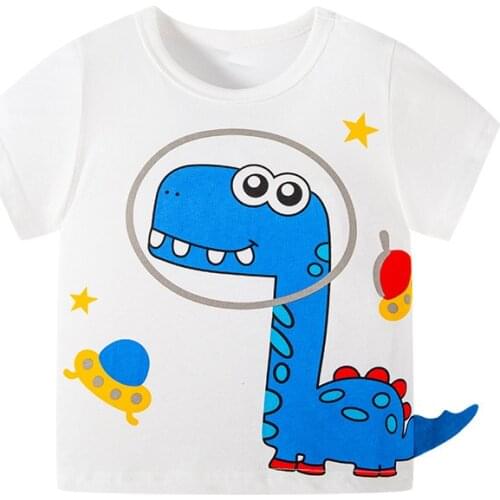 Bambino 2021 White Summer Tee for Boys 2-7 Years Dinosaur T Shirt of Children Top Clothes of School Kids 100% Cotton Clothing