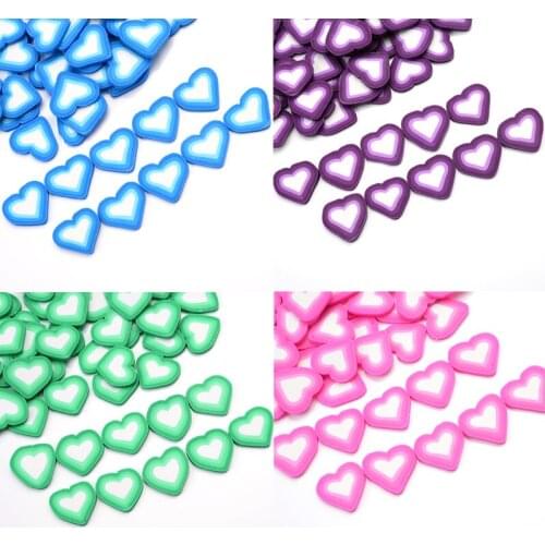 30Pcs Color Love Shape Clay Spacer Beads 17mm Polymer Clay Beads For Jewelry Making DIY Bracelet Necklace Handmade Accessories