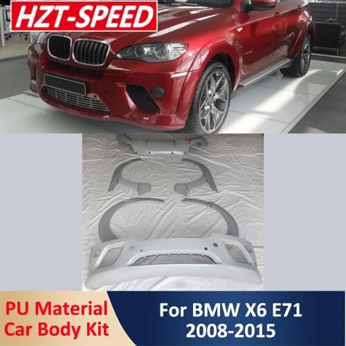 E71 Modify AC Type X6 Car Body Kit PU Unpainted Front Bumper Wheel Eyebrows Rear Lip Protector Chin For BMW X6 E71 2008-2015