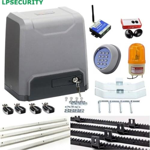 LPSECURITY 1500kg electric automatic sliding gate opener operator motor 5m,6m 7M,8m racks 1 sensor 1 strobe 1 keypad 1 GSM
