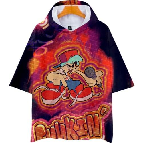 Video Game Friday Night Funkin 3D Women Men Hooded T-shirt Summer Short Sleeve Harajuku Streetwear Fashion Regular Clothes