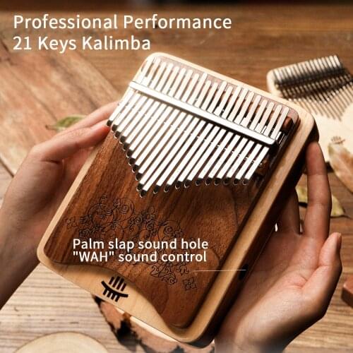Kalimba 21 Key Professional Thumb Piano Sandalwood Mineral Keys with Songbook Pickup Storage Bag Musical Instruments