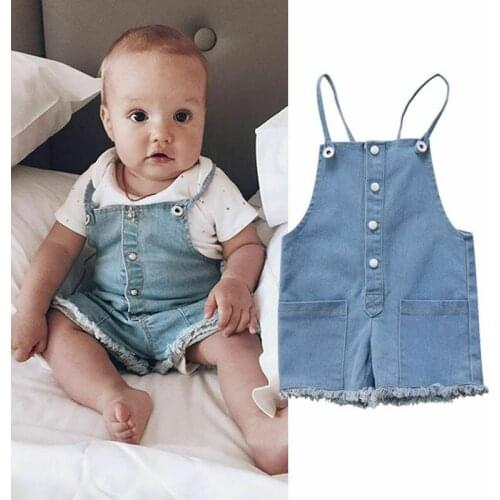 Newborn Kid Baby Girl Denim Top Romper Jumpsuit Sleeveless Outfit Children Kids Solid Casual Fashion Clothing