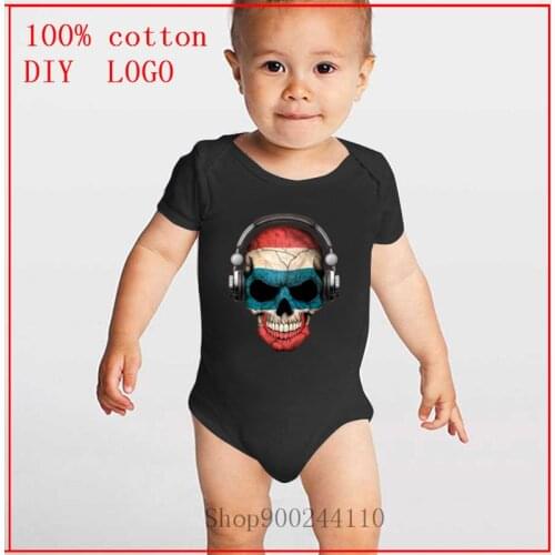 Dark Skull Deejay with Thai Flag DJ Skeletor printed Bodysuits Baby newborn boy girl clothes short sleeve cotton clothing